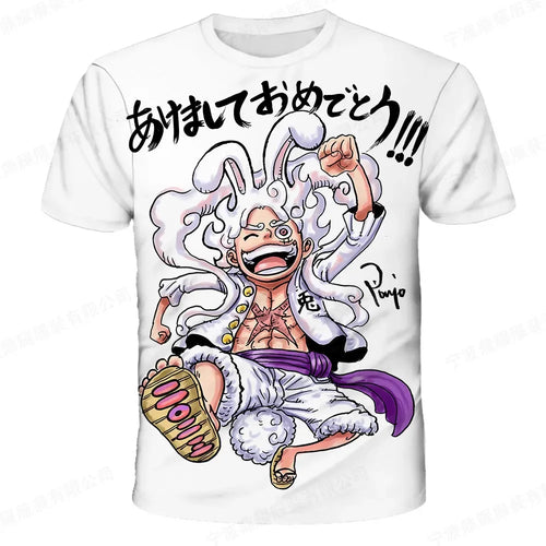 Luffy Gear 5 One Piece T-shirt Kids Boys Girls Clothes Children's